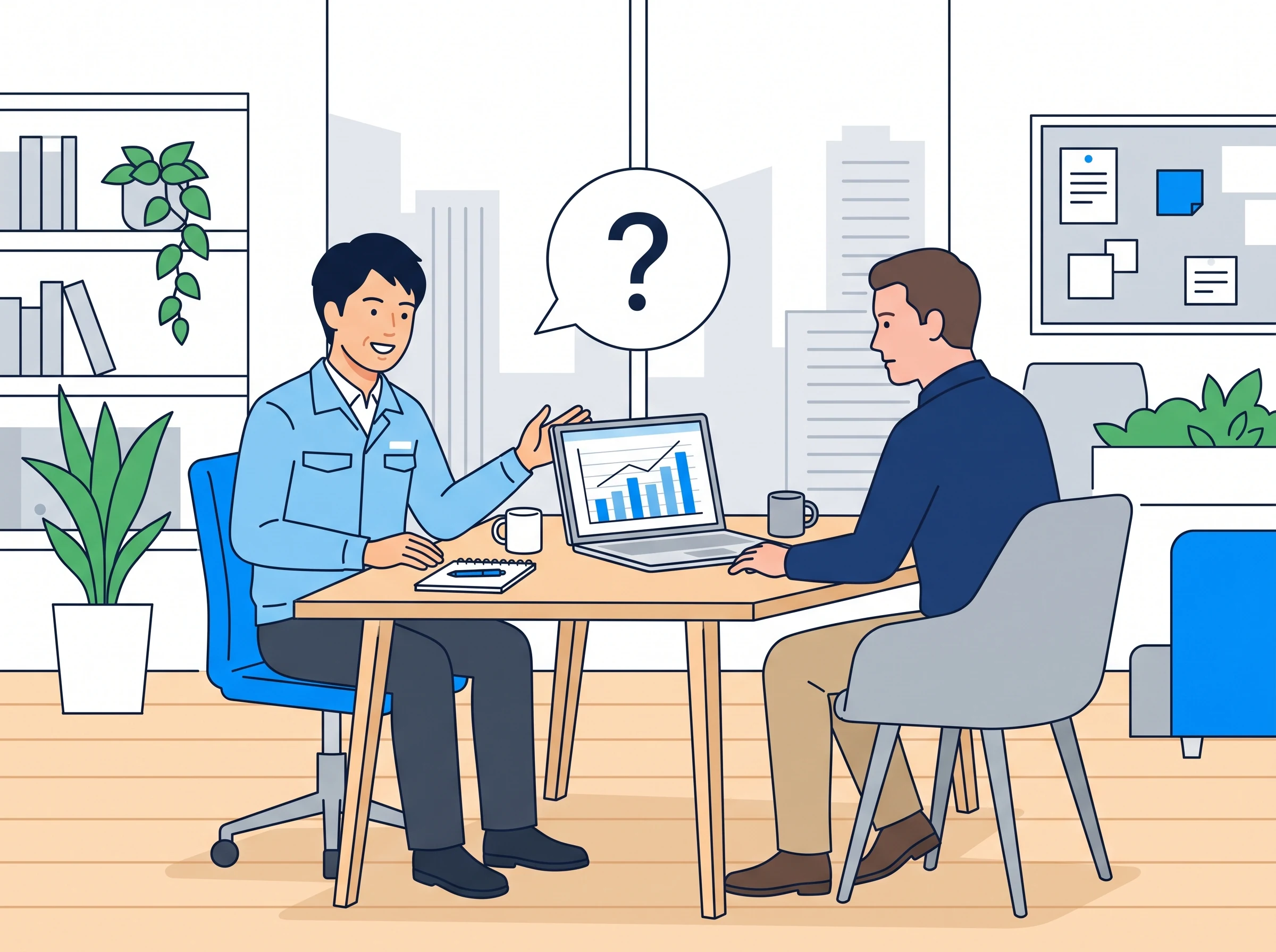 お客様と導入を相談するスタッフ